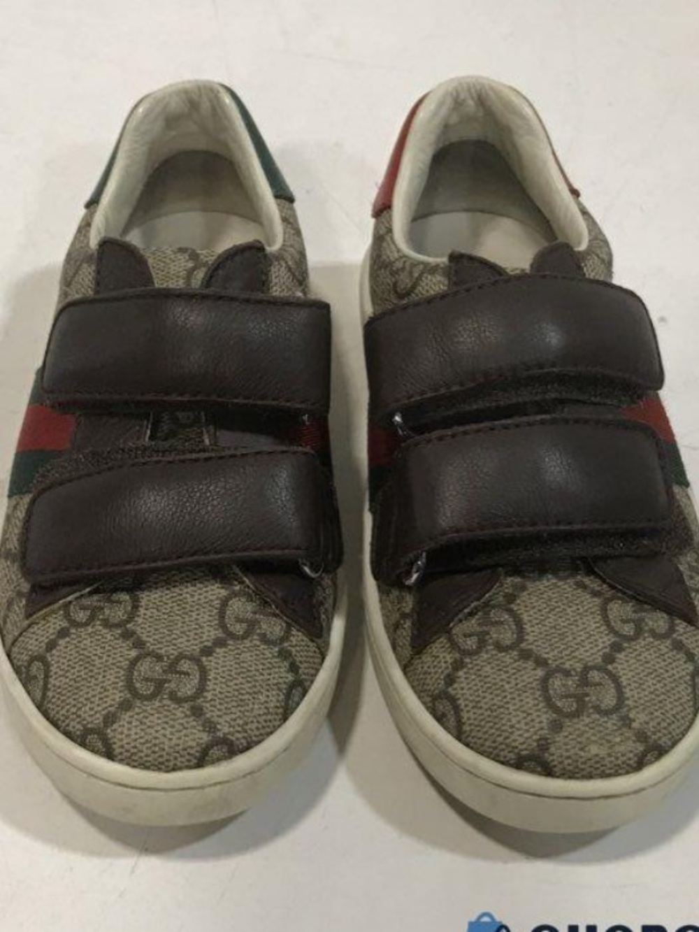 Kid’s Gucci Ace Logo Velcro 2-Strap Sneakers Toddler Size 27